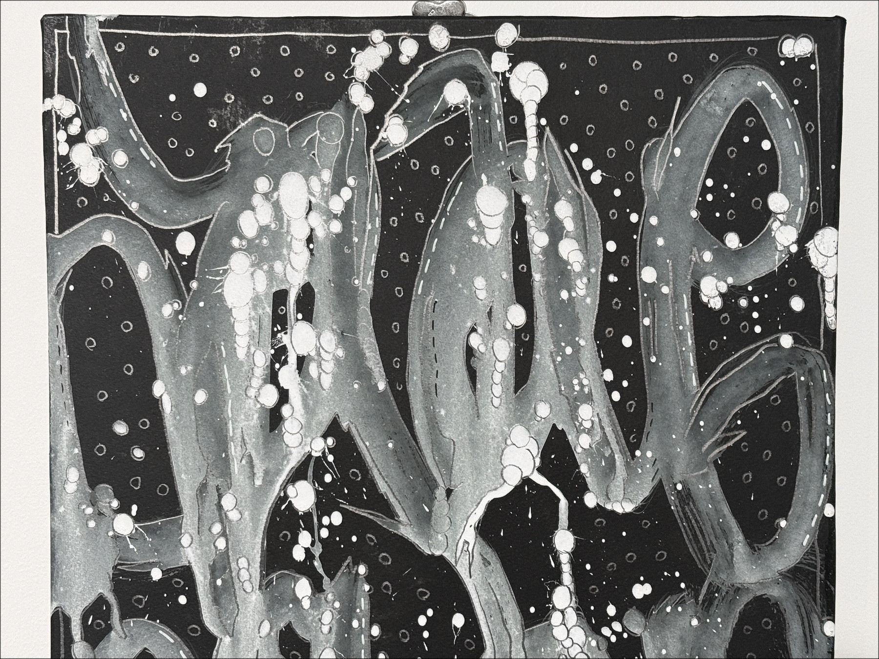 JonOne – Composición en negro III, pintura 2025