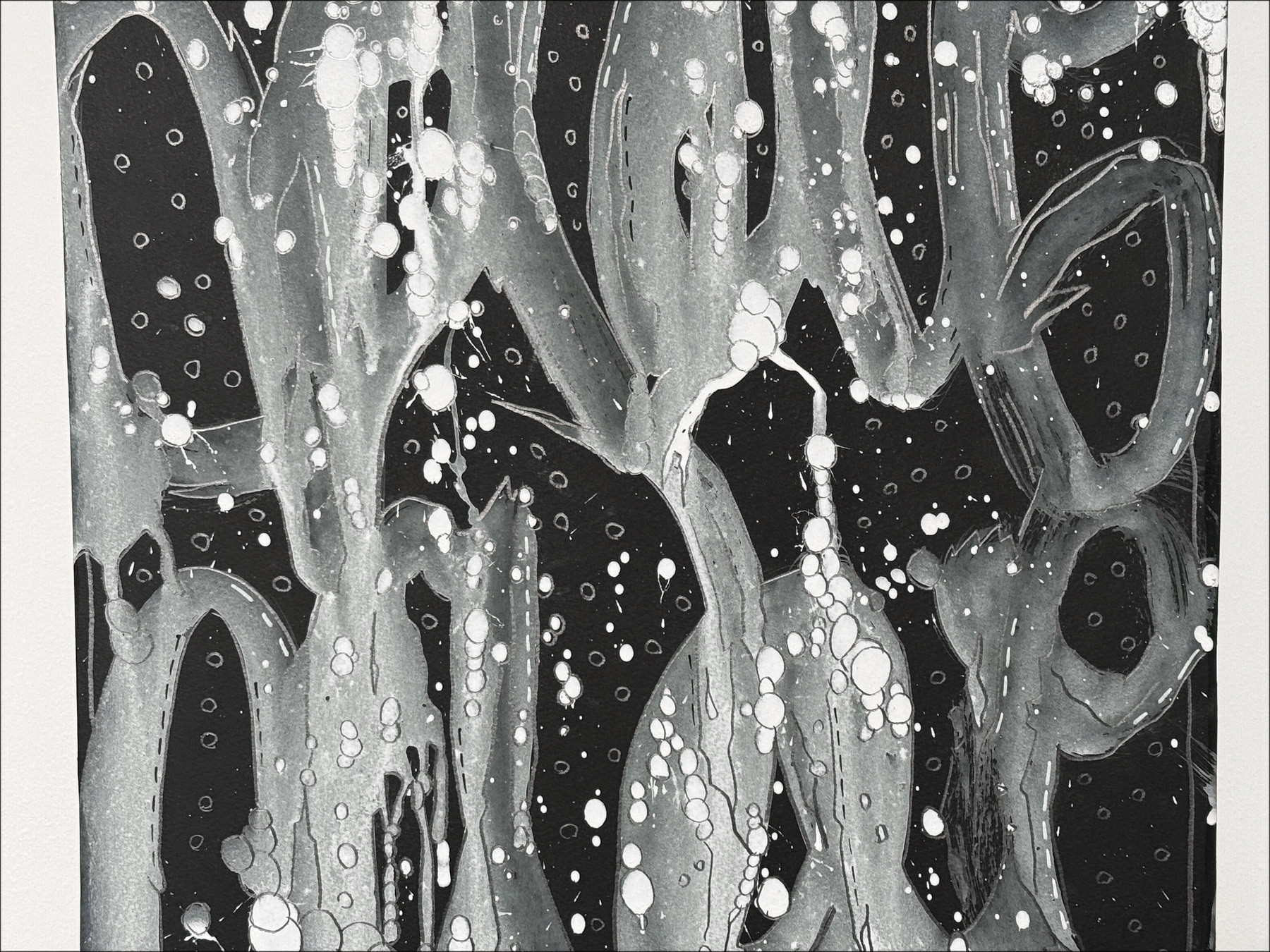 JonOne – Composición en negro III, pintura 2025