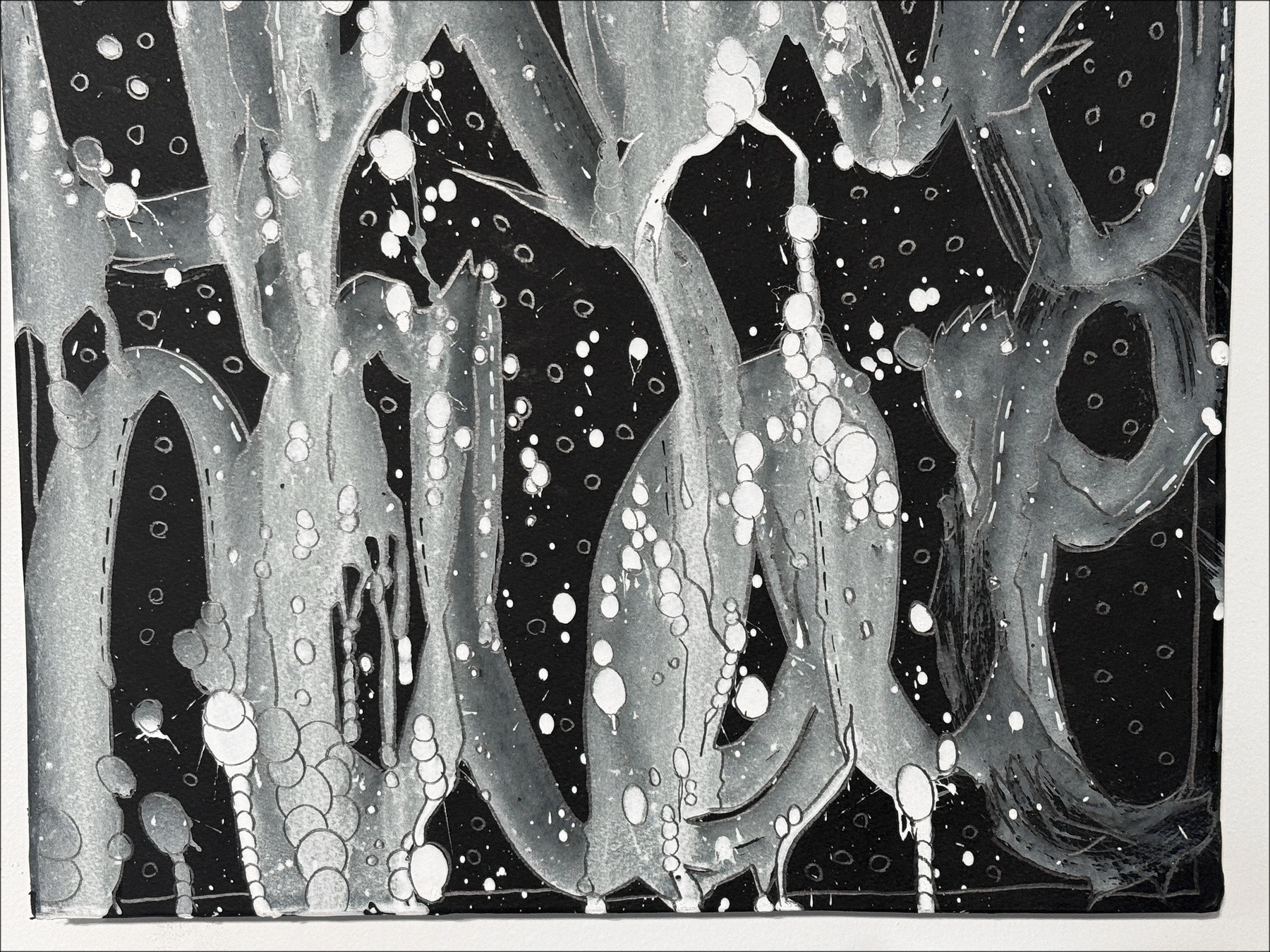 JonOne – Composición en negro III, pintura 2025