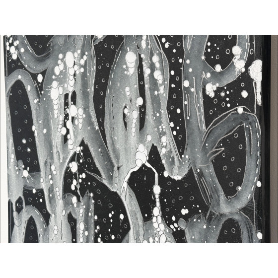 JonOne – Composición en negro III, pintura 2025