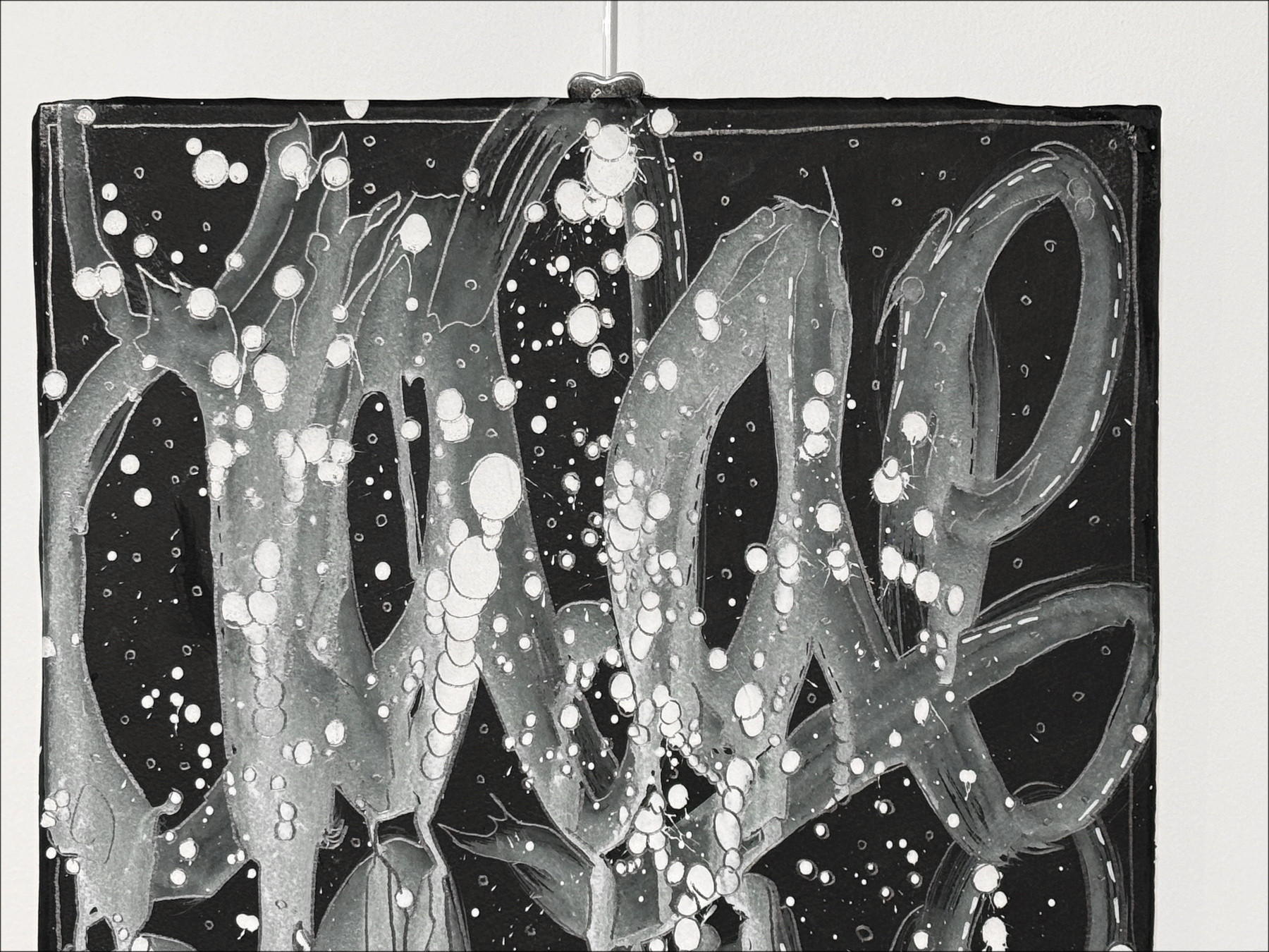 Jonone - Samenstelling in Black II, hout schilderij 2025