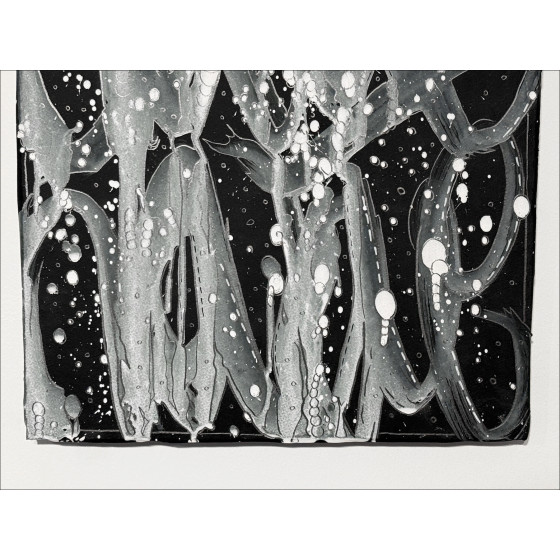 Jonone - Composizione in nero II, pittura in legno 2025