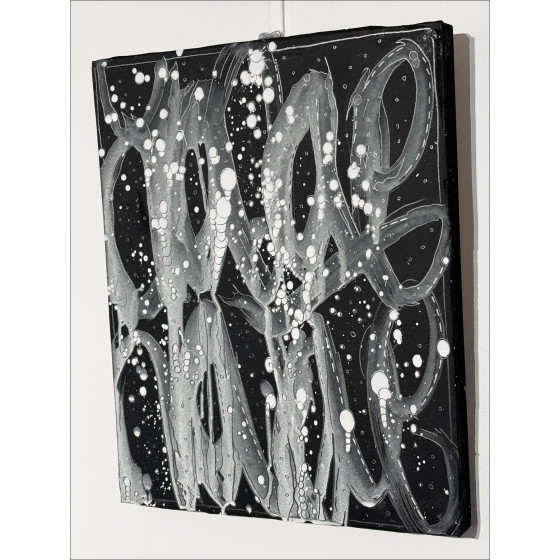 Jonone - Composizione in nero II, pittura in legno 2025