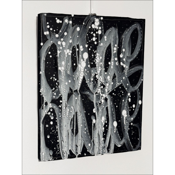 Jonone - Composizione in nero II, pittura in legno 2025