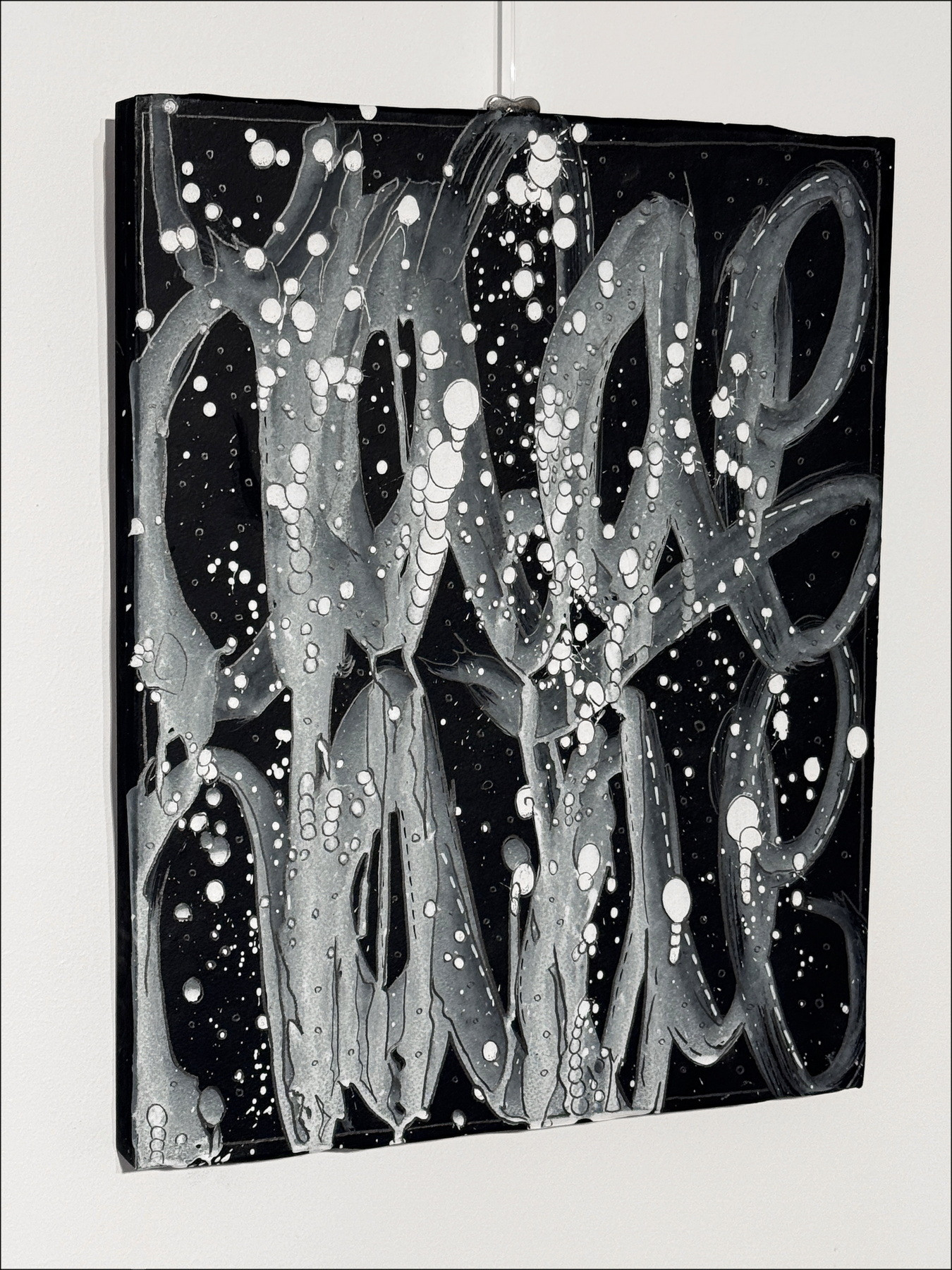 Jonone - Composizione in nero II, pittura in legno 2025