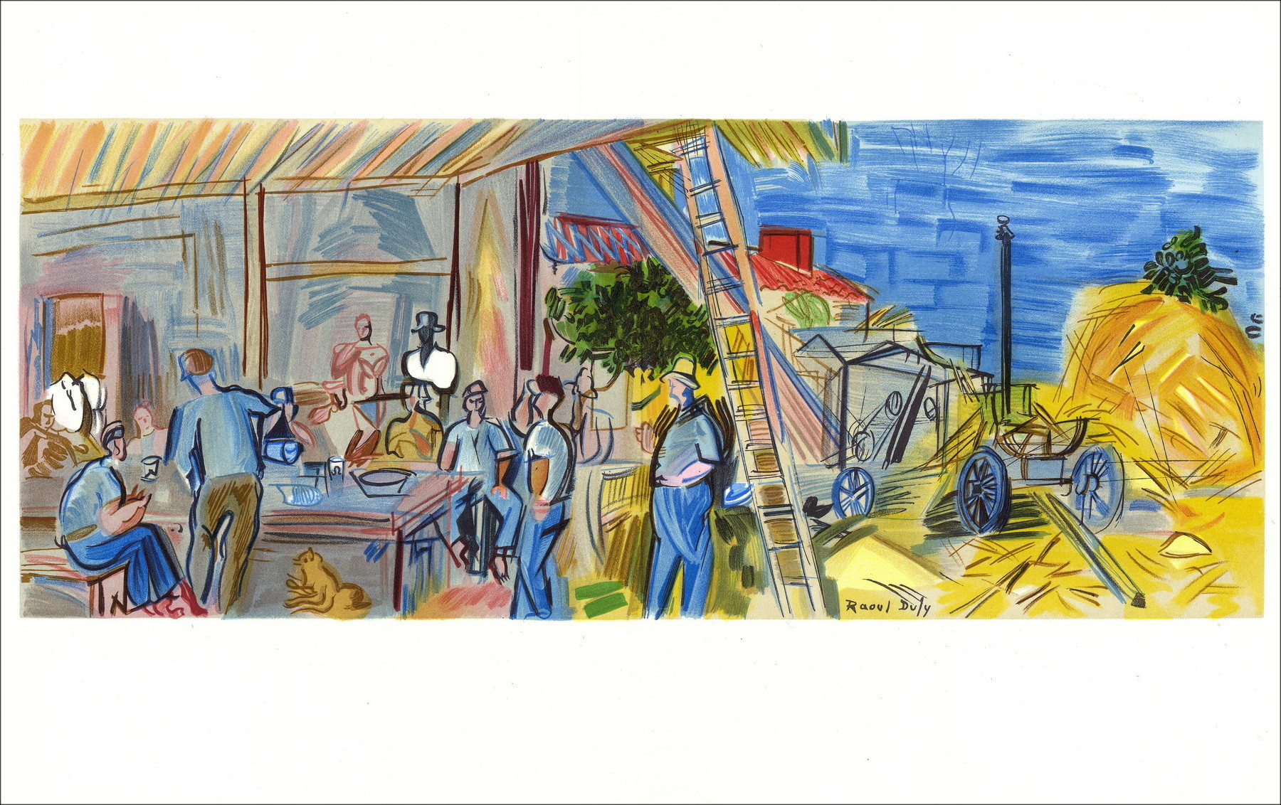Raoul Dufy - Litografía "Champs Works" 30x48cm - 1965