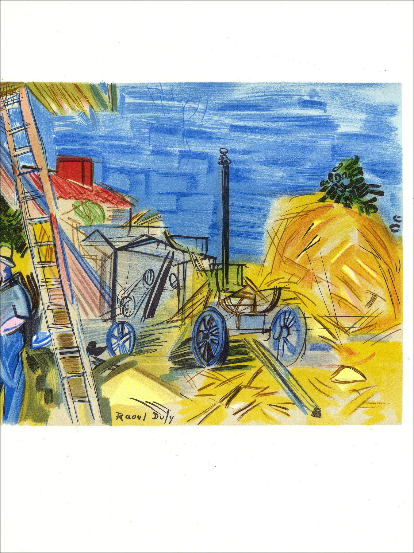 Raoul DUFY - Lithograph "Field Work" 30x48cm - 1965