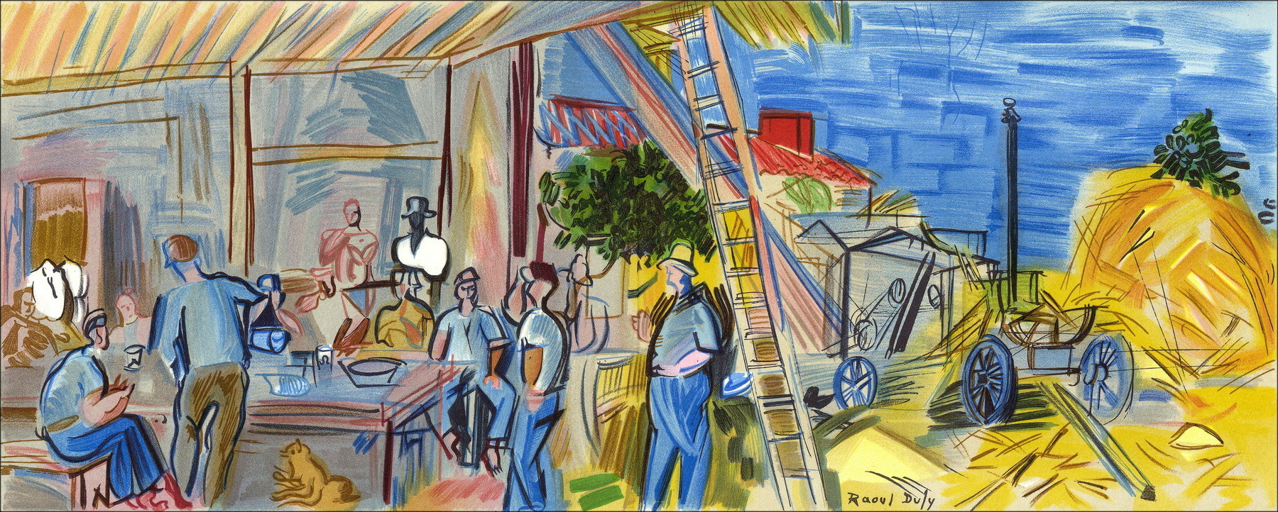 Raoul DUFY - Lithograph "Field Work" 30x48cm - 1965