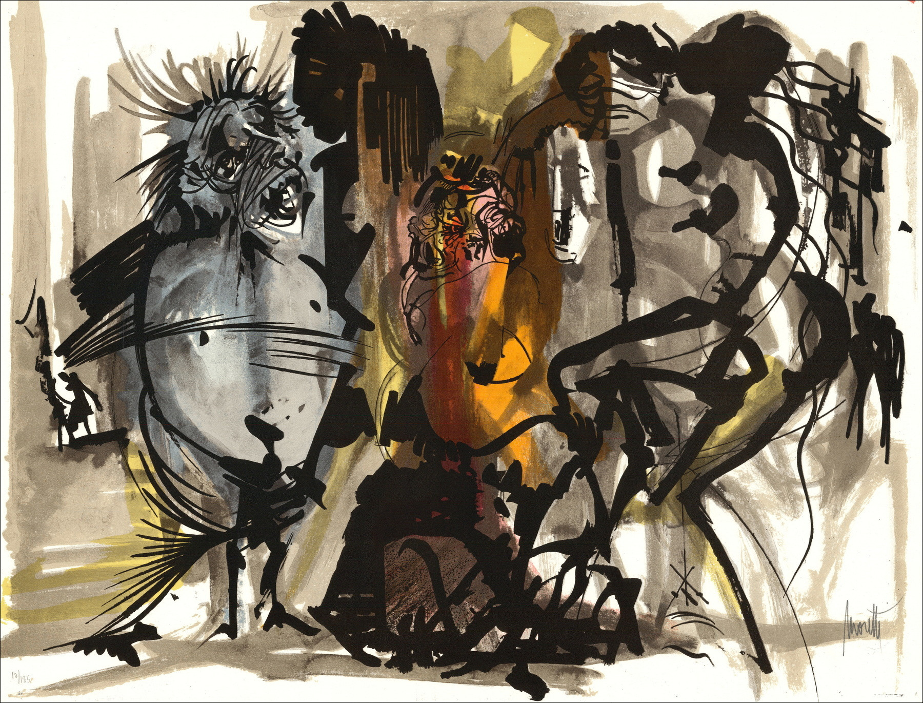 Raymond Moretti - Lithograph "Rue Saint Denis 18"