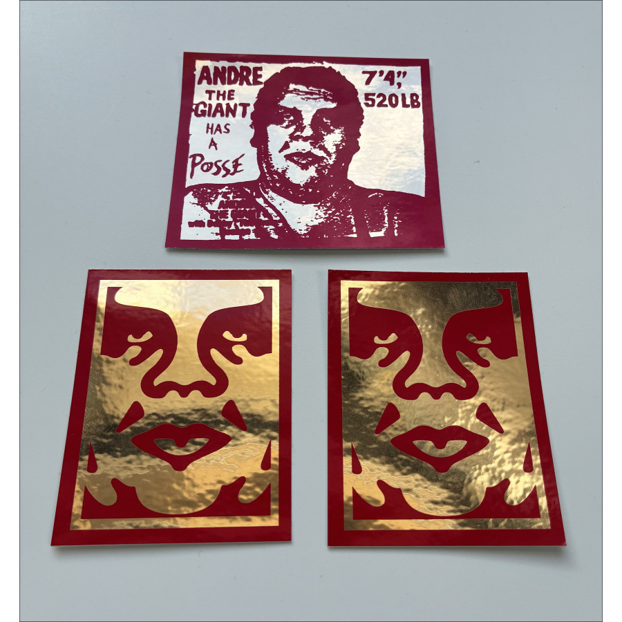 Shepard Fairey (Obey) – Conjunto de 3 pegatinas de oro