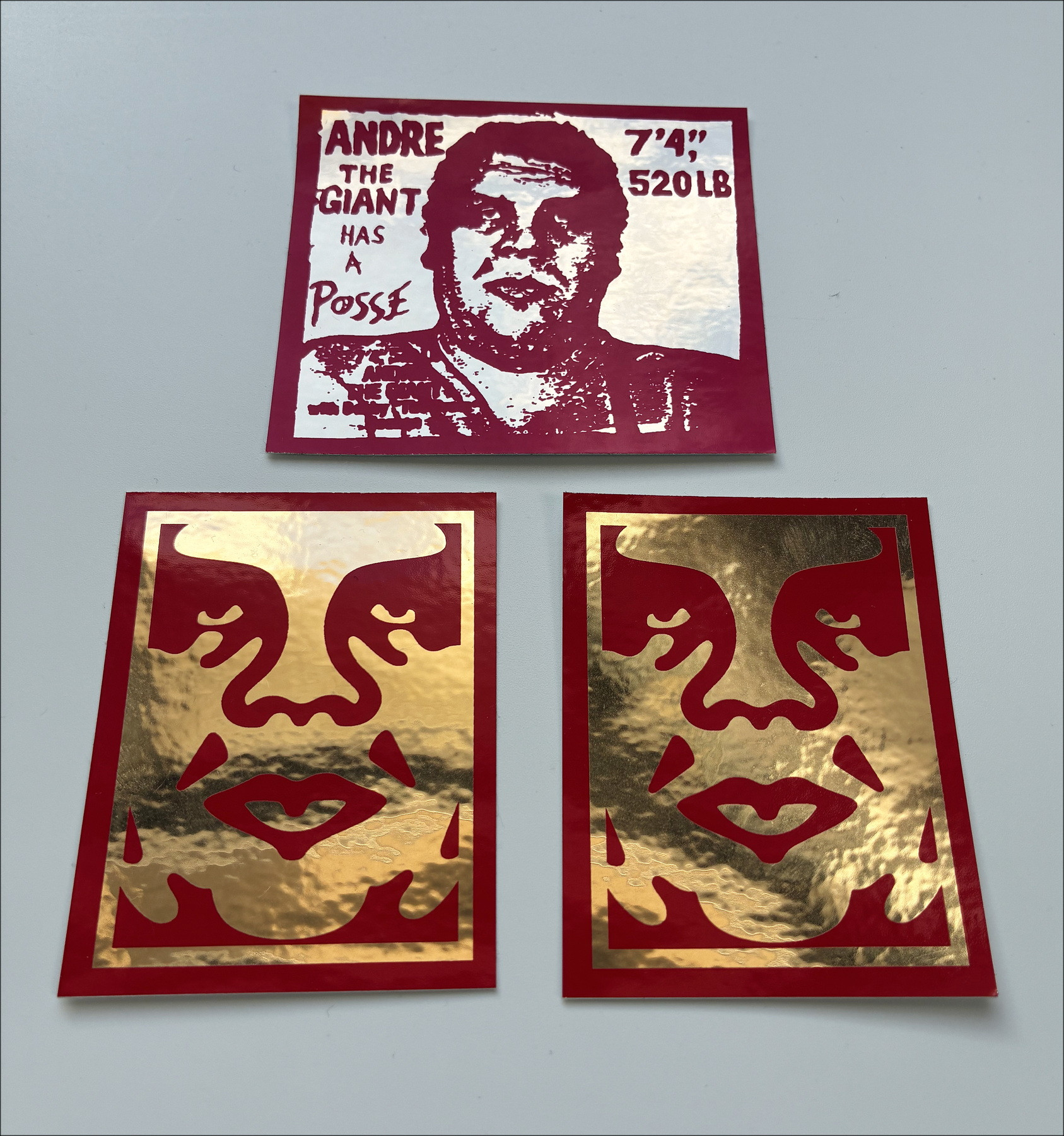 Shepard Fairey (Obey) – Set of 3 gold stickers