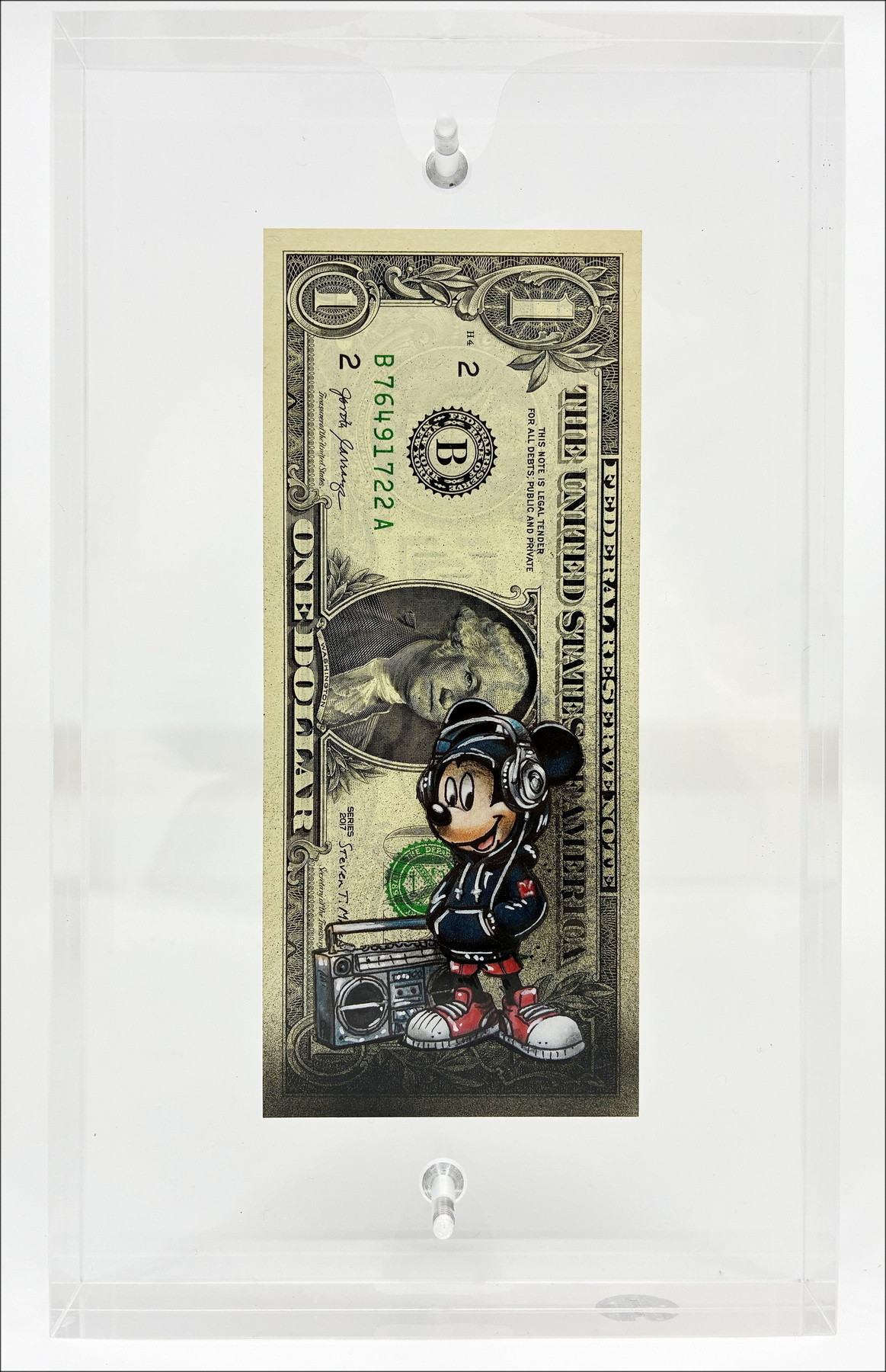 PAZBLANDINA - Mickey Street Art on Signed Dollar, 2025