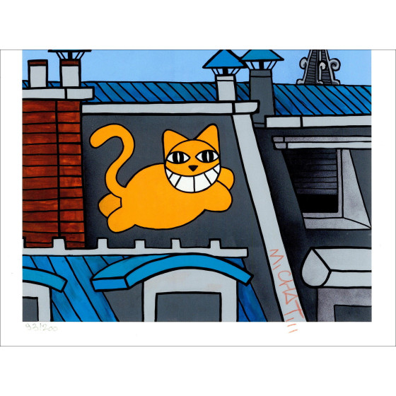➦ Parijs, het eiland Cité M.Chat (Thoma Vuille) Silkscreen 2022