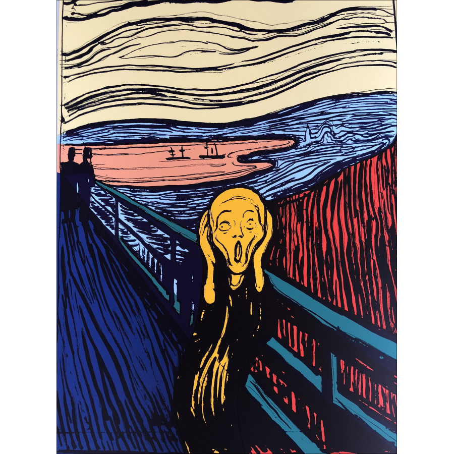 Andy WARHOL : Munch - The Scream Orange Sérigraphie sur papier cartonn