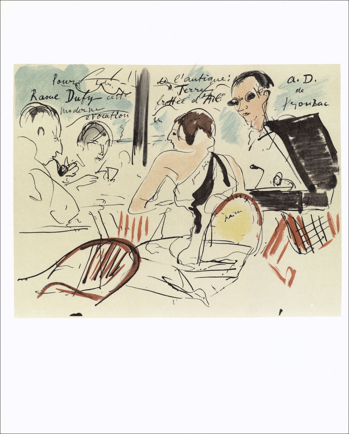 André DUNOYER de SEGONZAC - Lithographie "Eden Roc"  Mourlot - 30x24cm - 1965