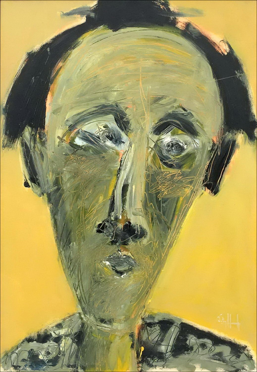 Acquista il ritratto su sfondo giallo Olio su Tela di Victor HASCH.