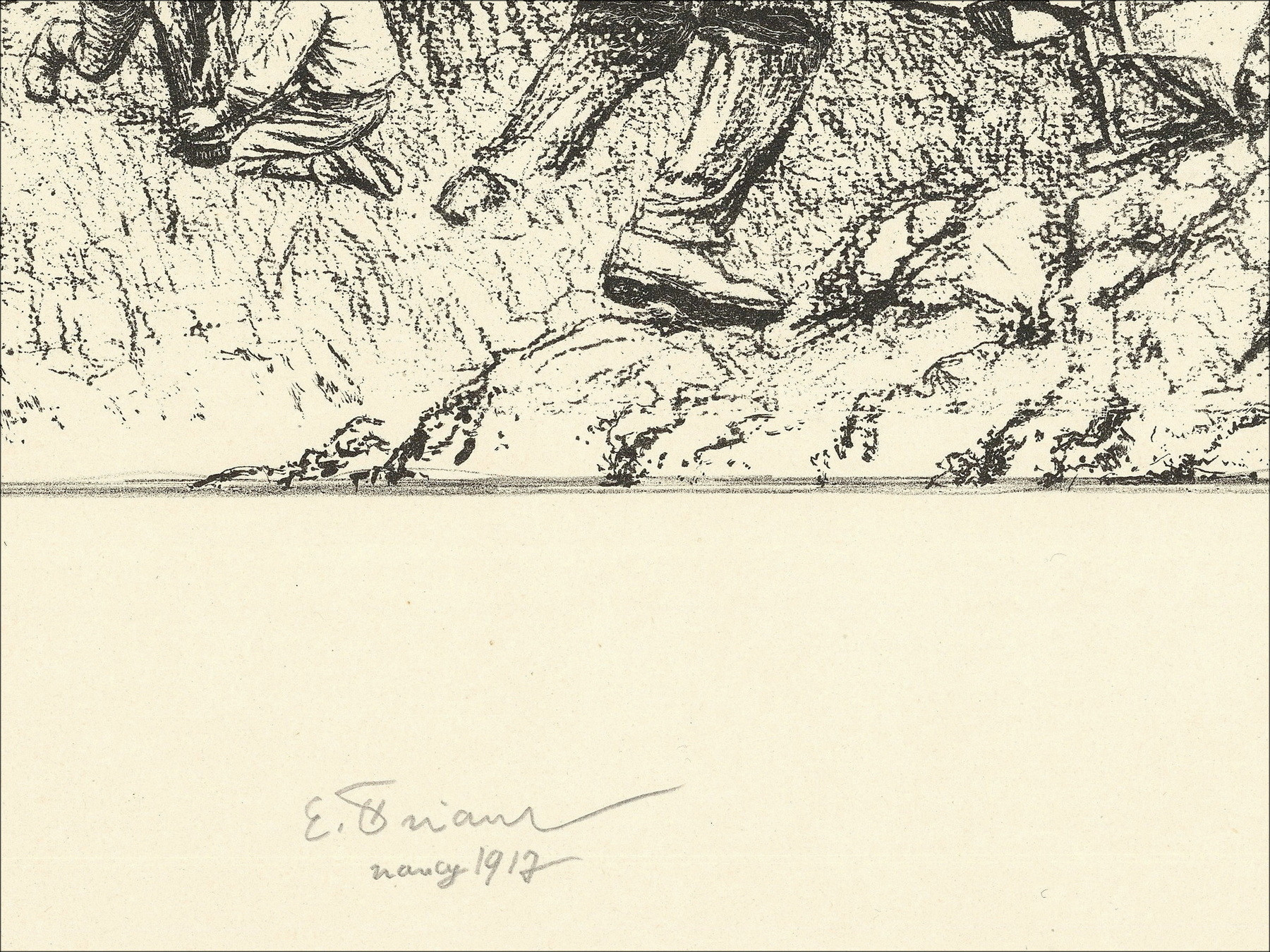 Lithographie "Travaux des champs, Honneur à ces vaillants !" 50x65cm - Signée au crayon