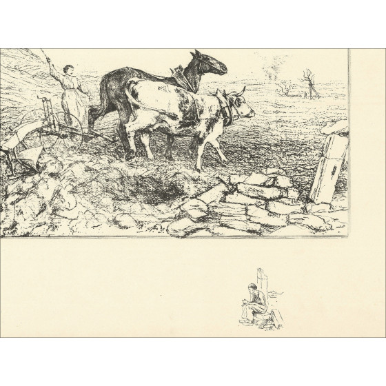 FRIANT Emile - Litografía "¿Trabajo de campo, honor a estos valientes!" 50x65cm - firmado en lápiz