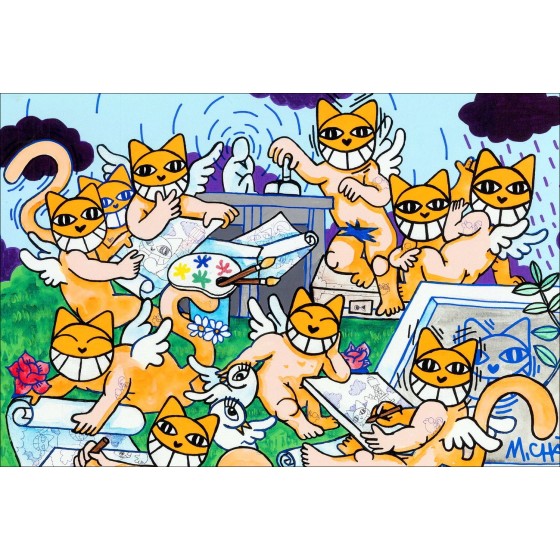 Acheter Lithographie M.Chat - M.Chat et ses maîtres