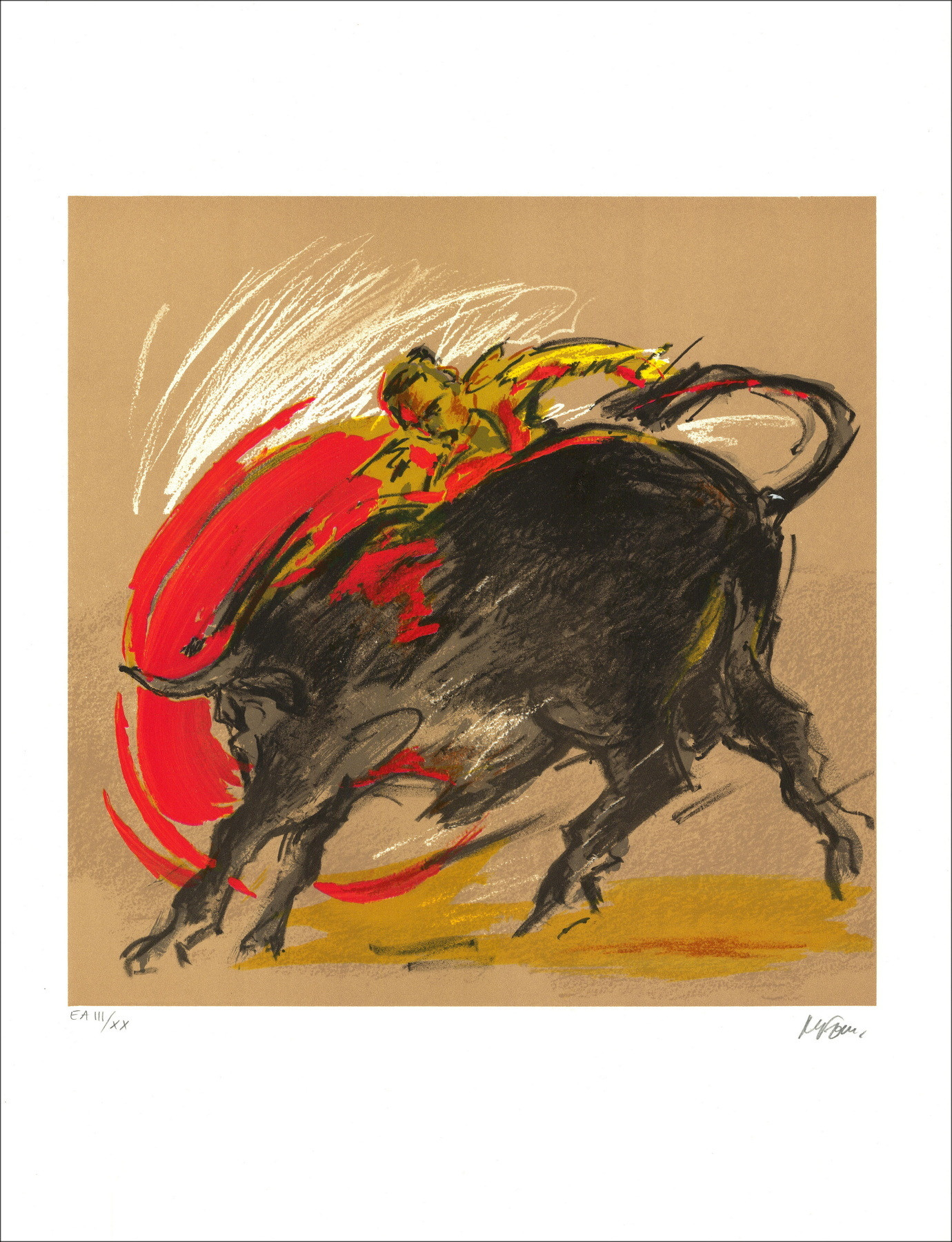 Michel Four - Corrida, ondertekende lithografie