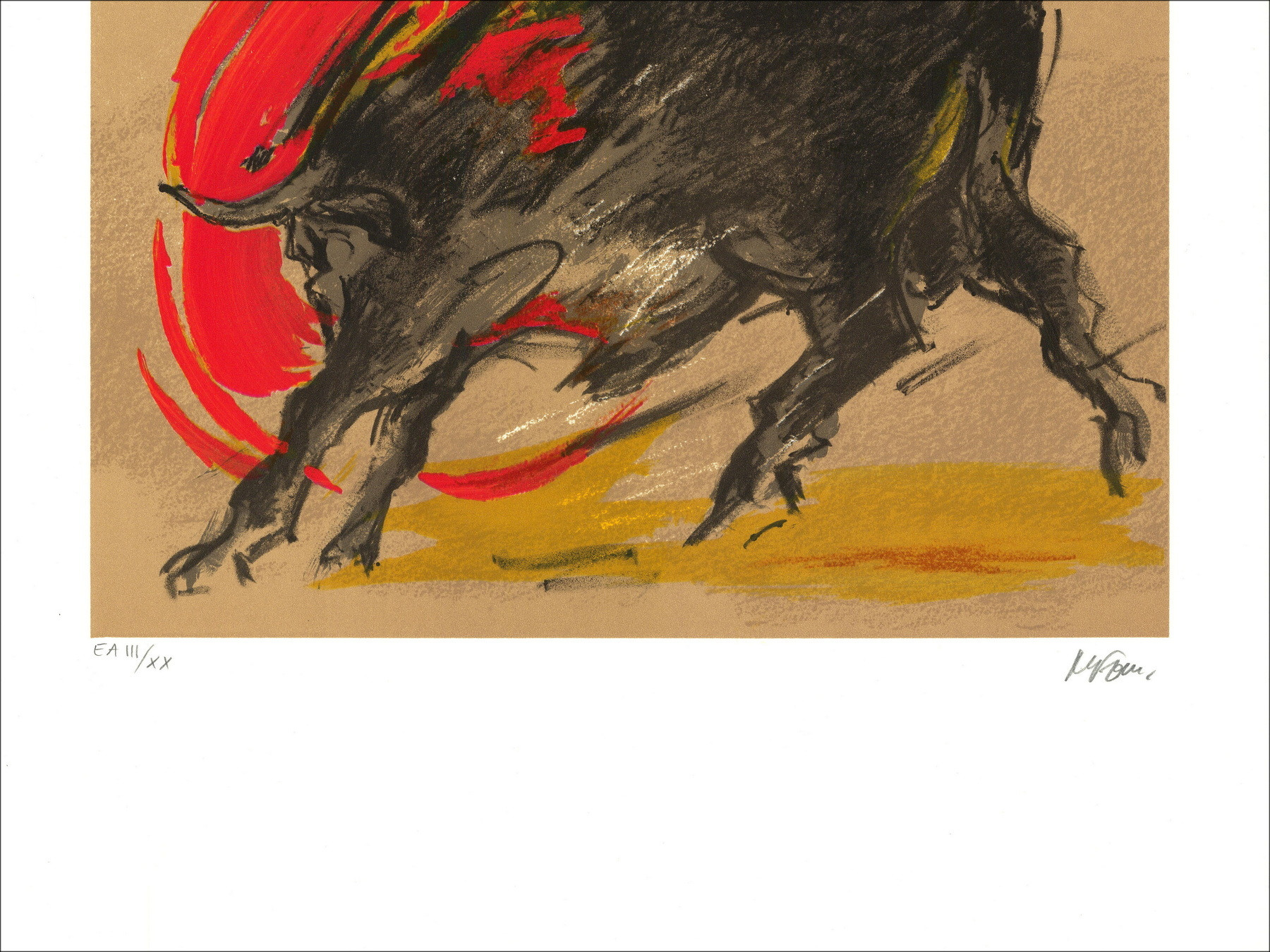 Michel Four - Corrida, litografía firmada