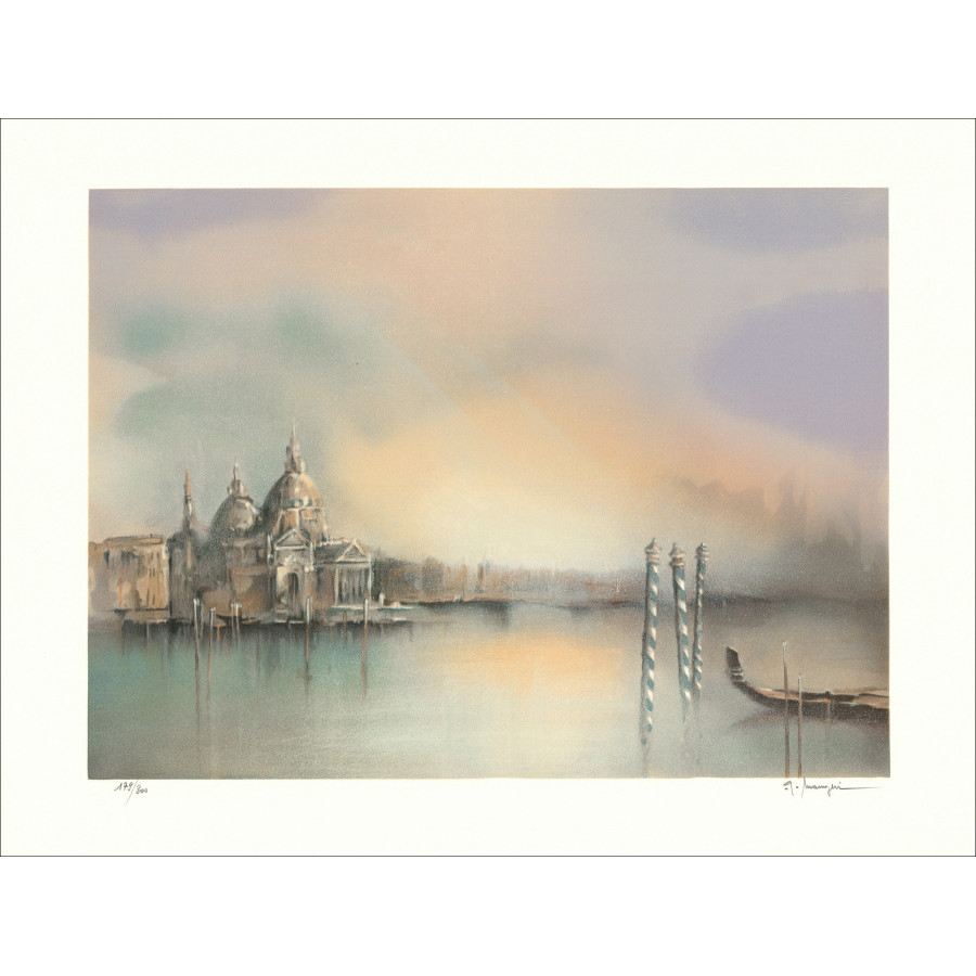 Alferio Maugeri - Litografía "El Gran Canal en Venecia" 60x79cm