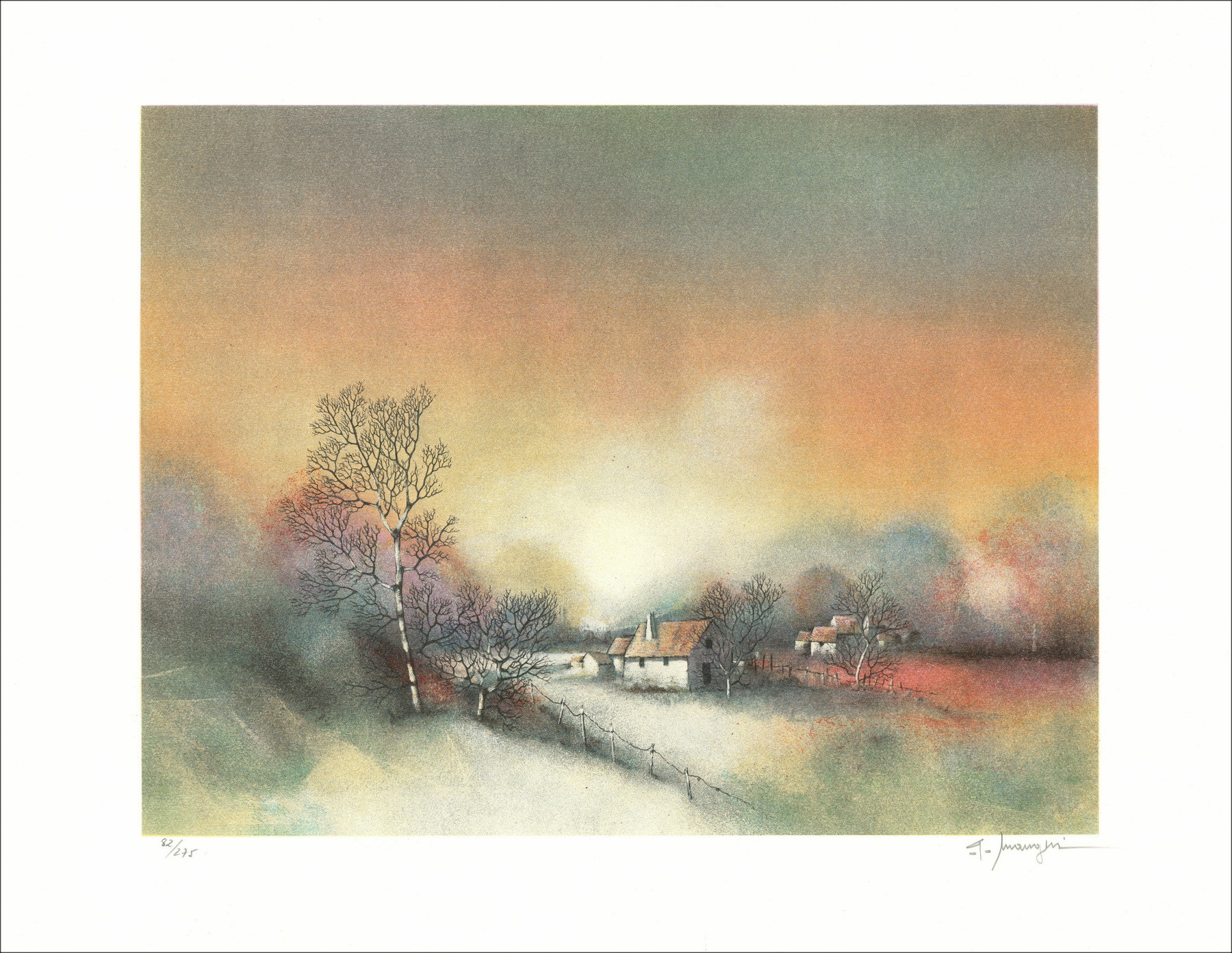 Alferio Maugeri - L'autunno, litografia firmata