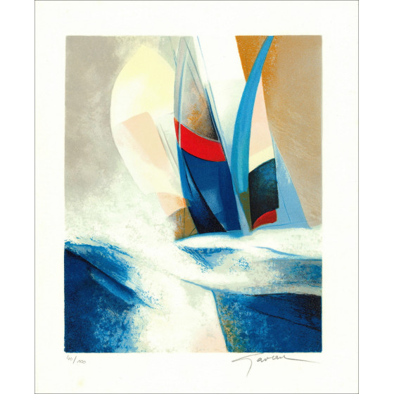 Claude Gaveau - pequeña regata, litografía firmada
