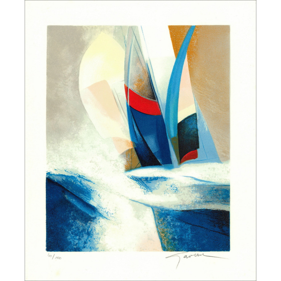 Claude Gaveau - kleine Regatta, signierte Lithographie
