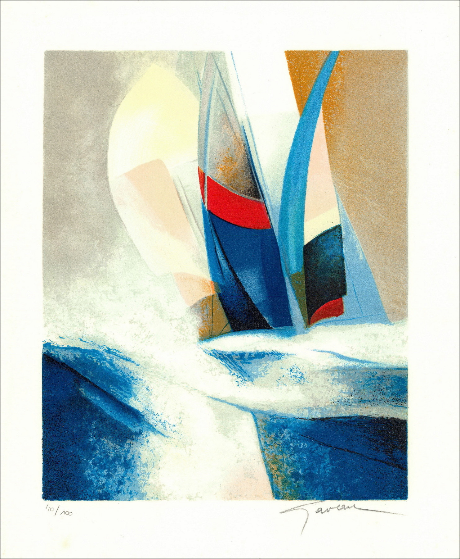 Claude Gaveau - Petite Régate, signed lithograph