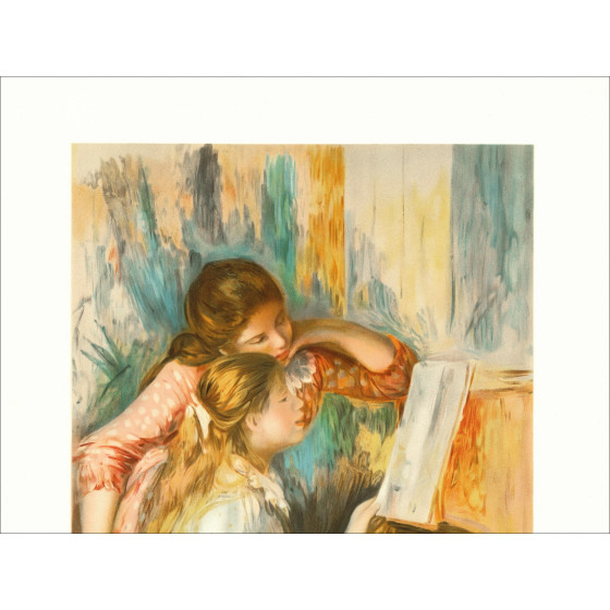 Chicas jóvenes en el piano - Renoir (después) | La litografía