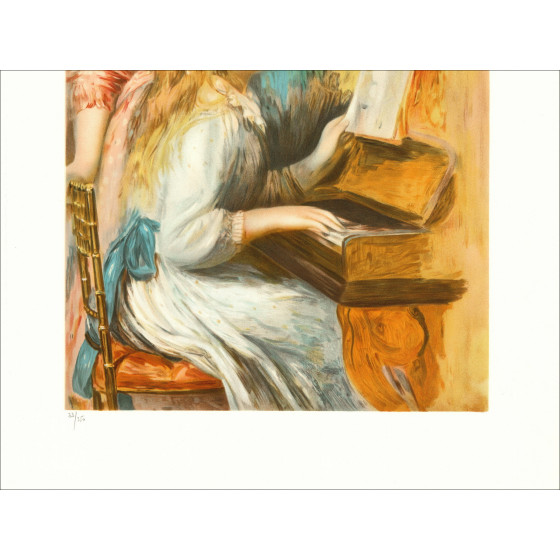 Jonge meisjes in de piano - Renoir (After) | Lithografie