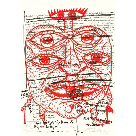 Robert Combas - Fire Portrait 1990 | Original lithograph
