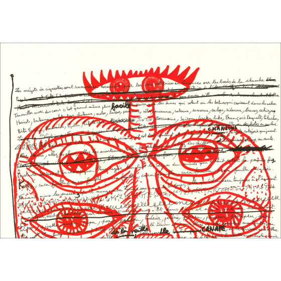 Robert Combas - Fire Retrato 1990 | Litografía original