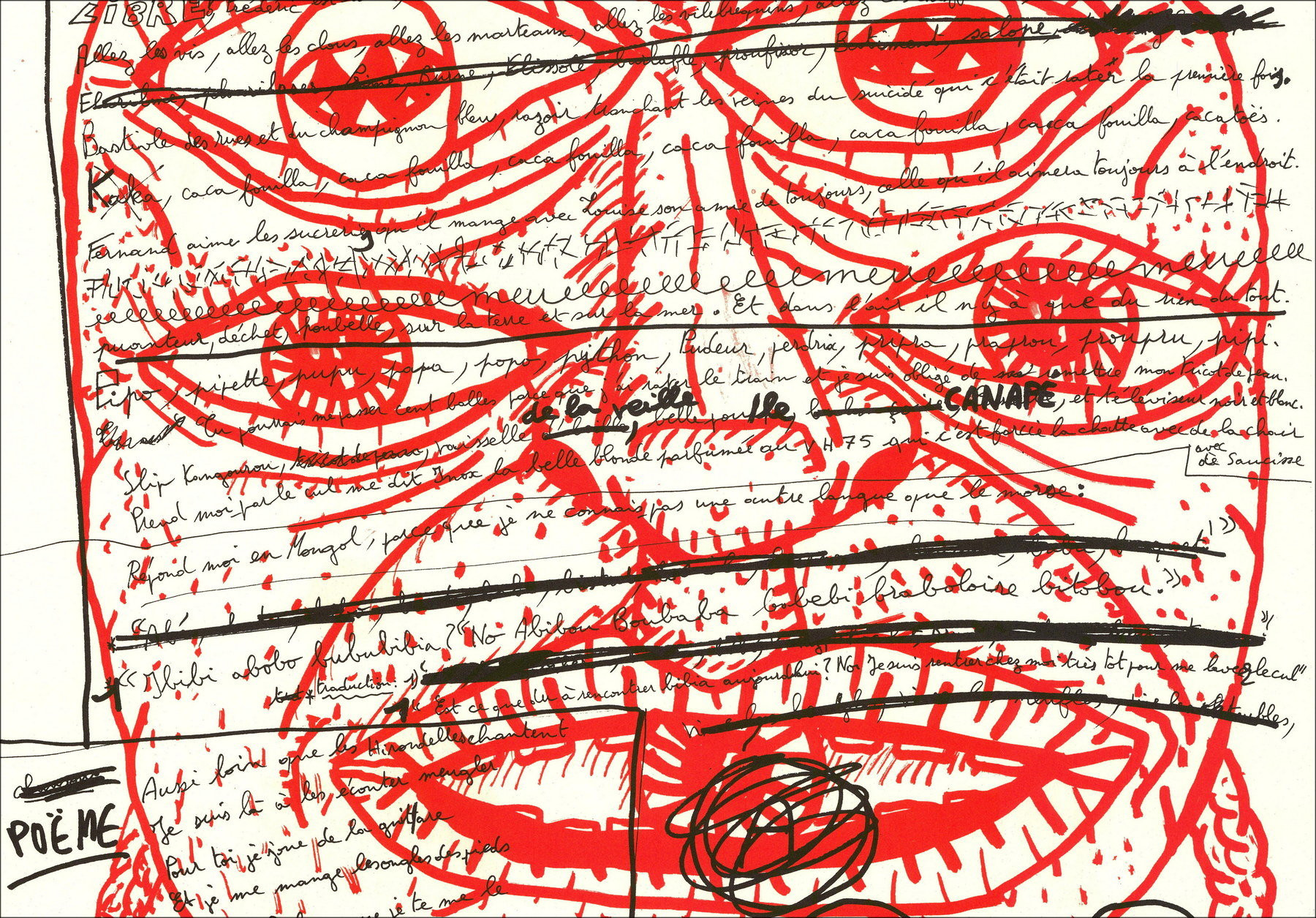 Robert Combas - Fire Portret 1990 | Originele lithografie