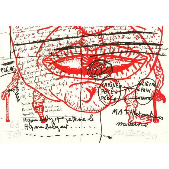 Robert Combas – Portrait Feu 1990 | Lithographie originale