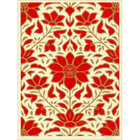 Shepard Fairey (Obey) – Obey Deco Floral Pattern Red 2024 | Screenprin
