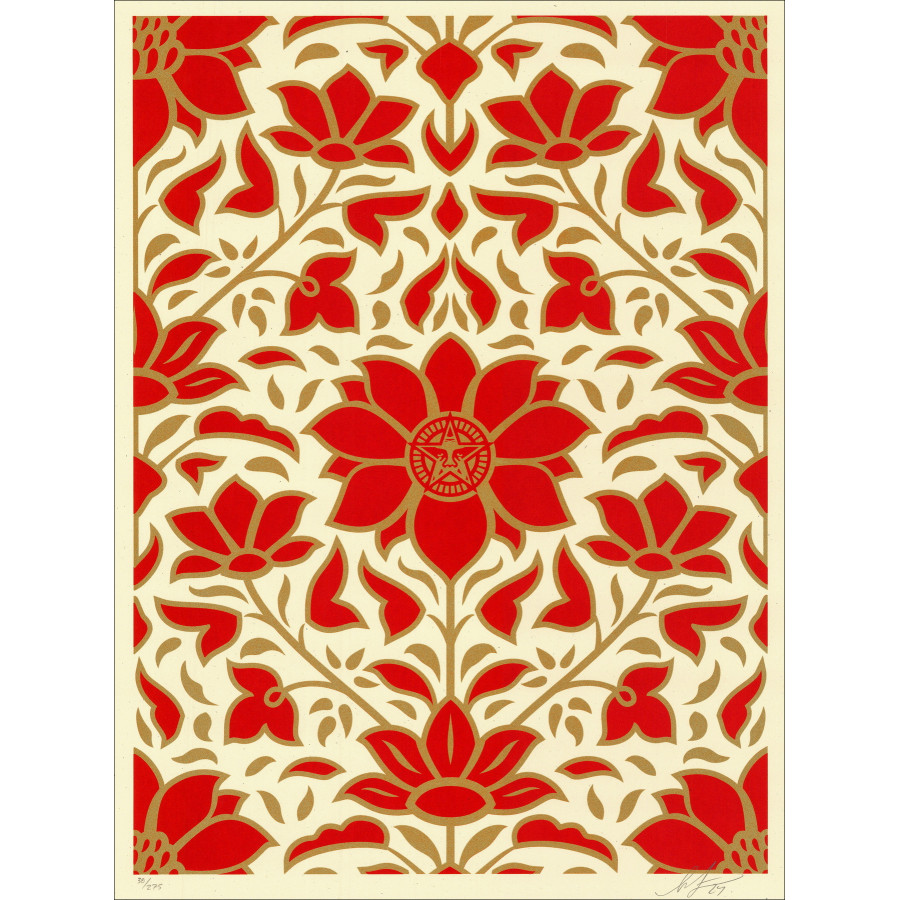 Shepard Fairey (Obey) – Obey Deco Floral Pattern Red 2024 | Screenprin
