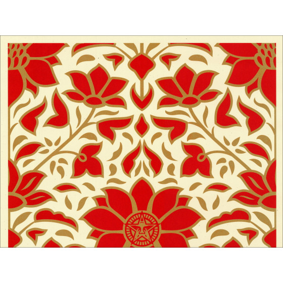 Shepard Fairey – Obey Deco Floral Pattern Red 2024 | Siebdruck