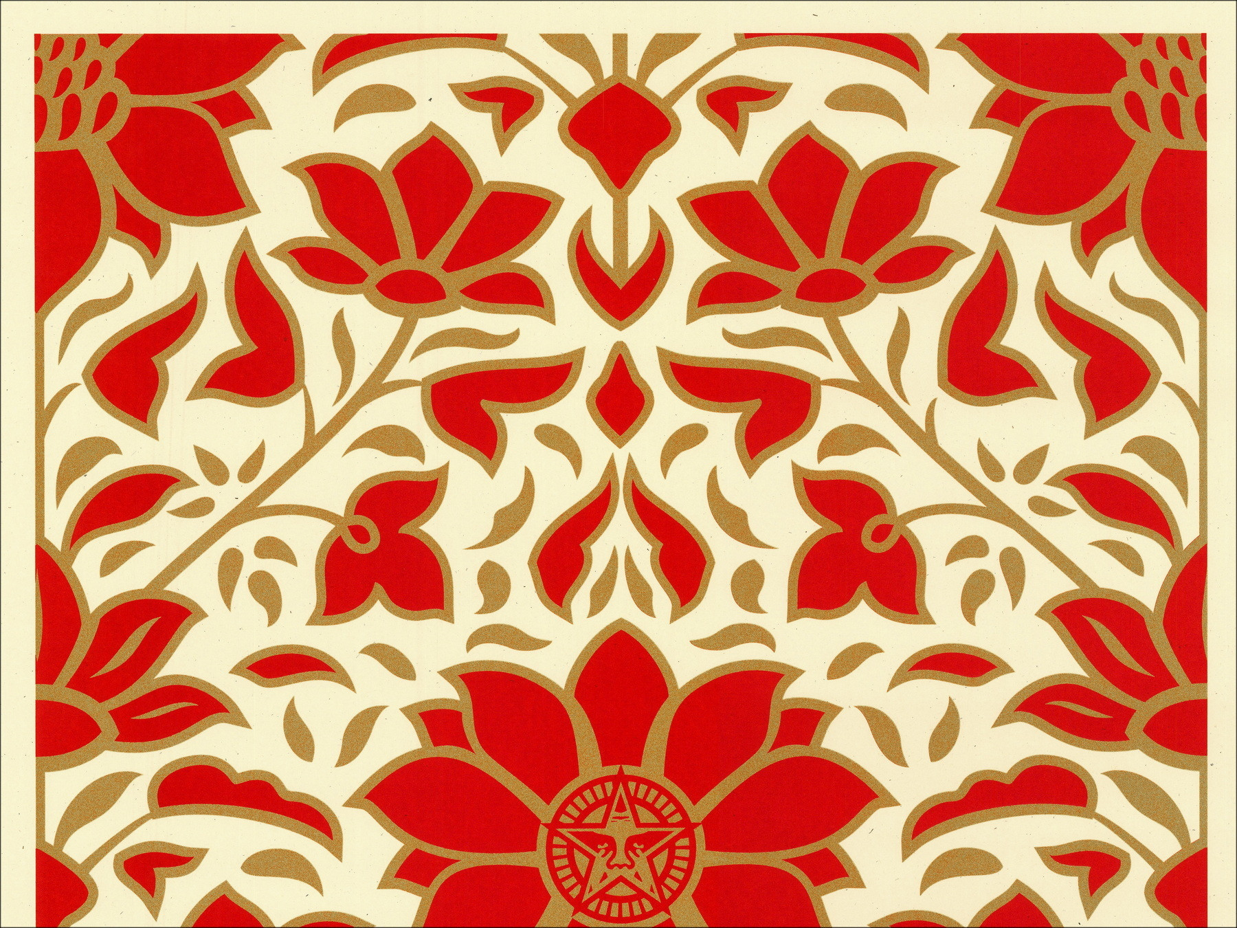 Shepard Fairey – Obey Deco Floral Pattern Red 2024 | Serigrafia