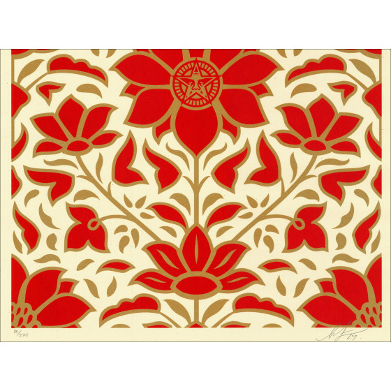 Shepard Fairey – Obey Deco Floral Pattern Red 2024 | Serigrafia