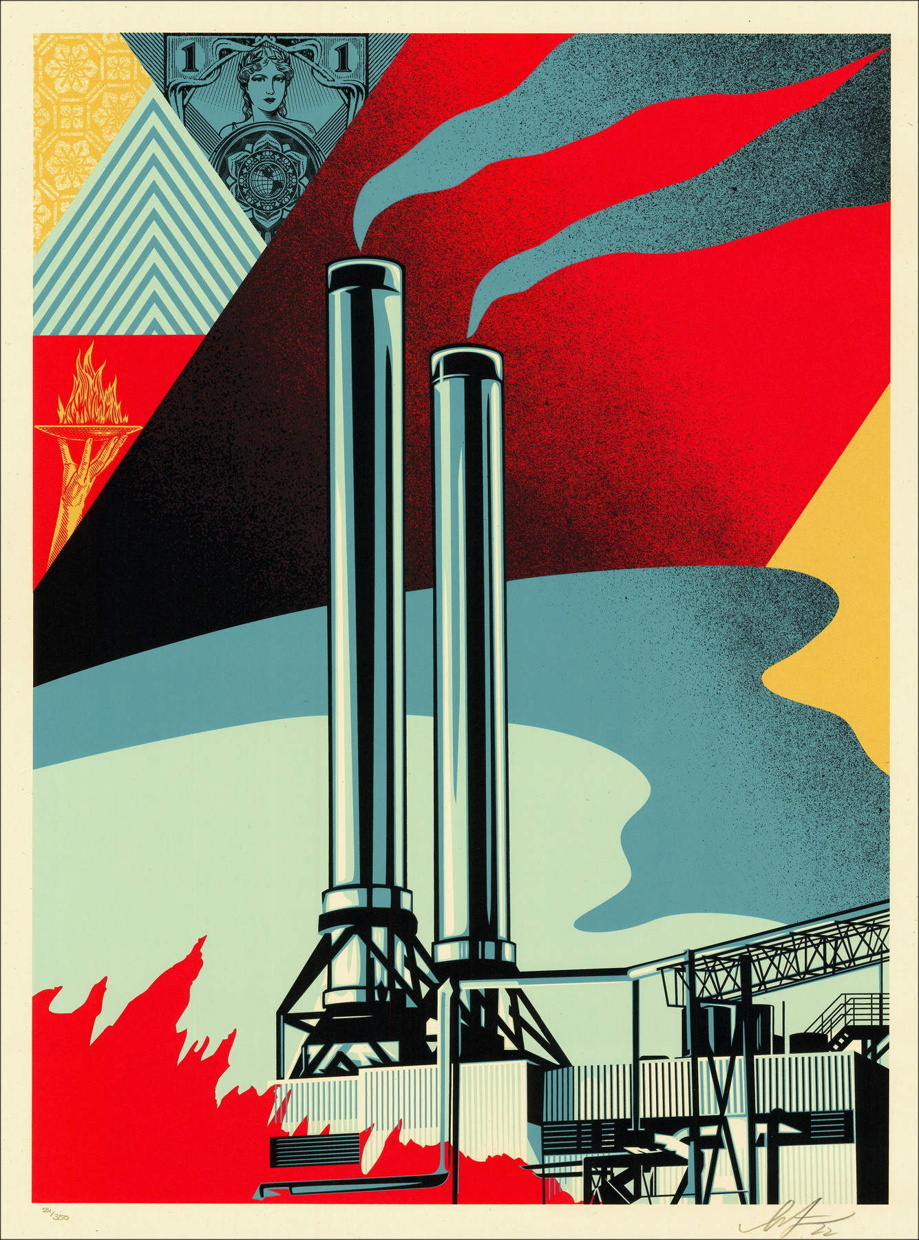 Shepard Fairey – Factory Stacks Earth First 2022 | Siebdruck