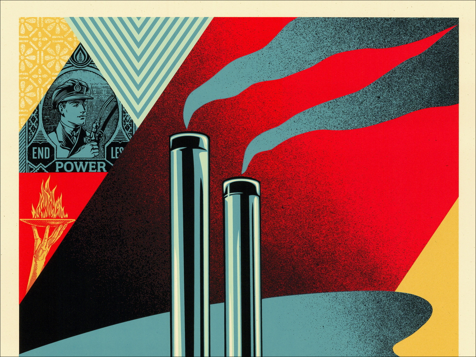Shepard Fairey – Factory Stacks Endless Power 2022 | Serigrafía
