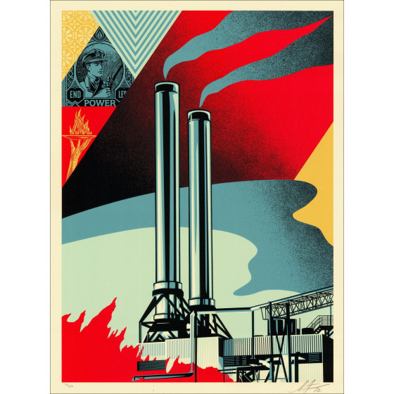 Shepard Fairey – Factory Stacks Endless Power 2022 | Siebdruck