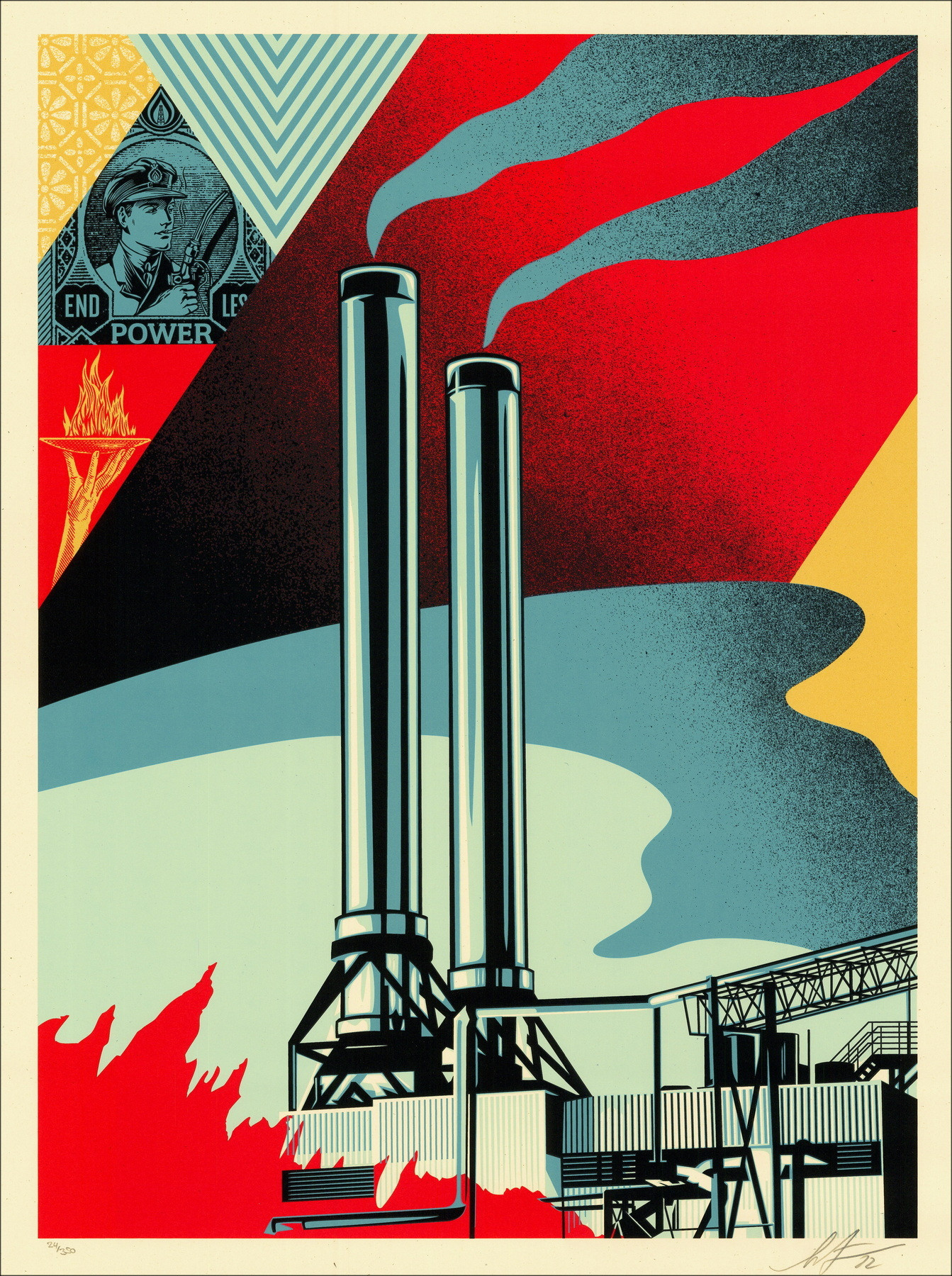 Shepard Fairey – Factory Stacks Endless Power 2022 | Serigrafía