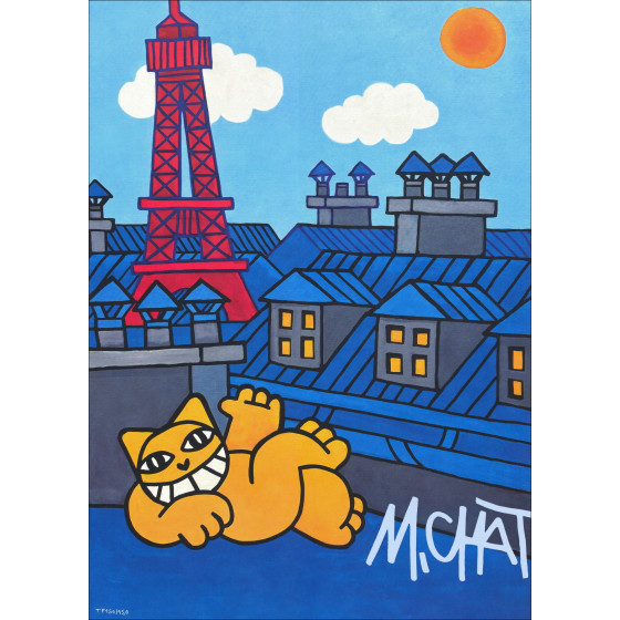 M.Chat on the roofs of Paris 2025, Signed screen printing