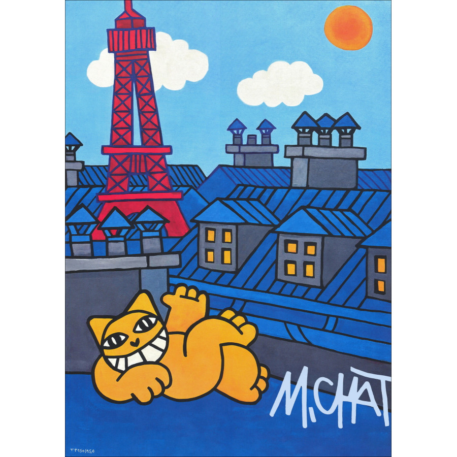 M.Chat on the roofs of Paris 2025, Signed screen printing