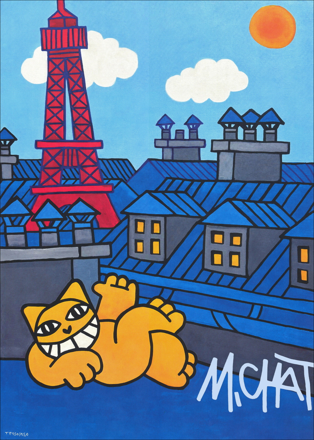 M.Chat on the roofs of Paris 2025, Signed screen printing