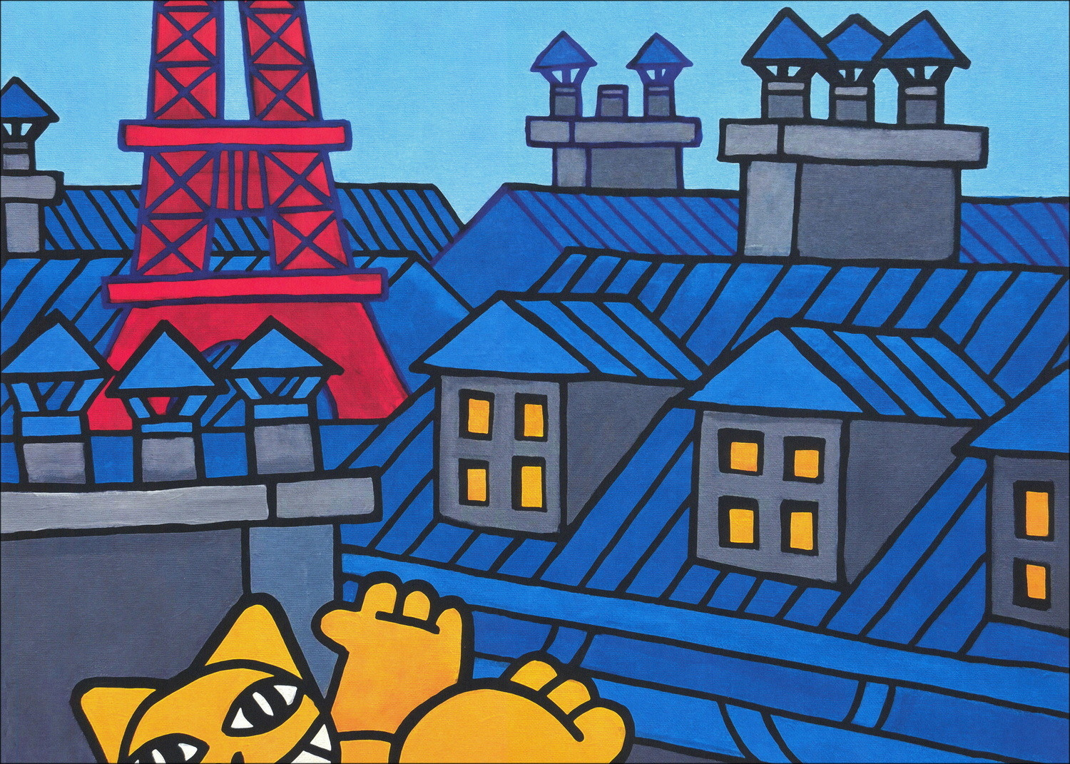 M.CHAT Sur les toits de Paris 2025, sérigraphie signée