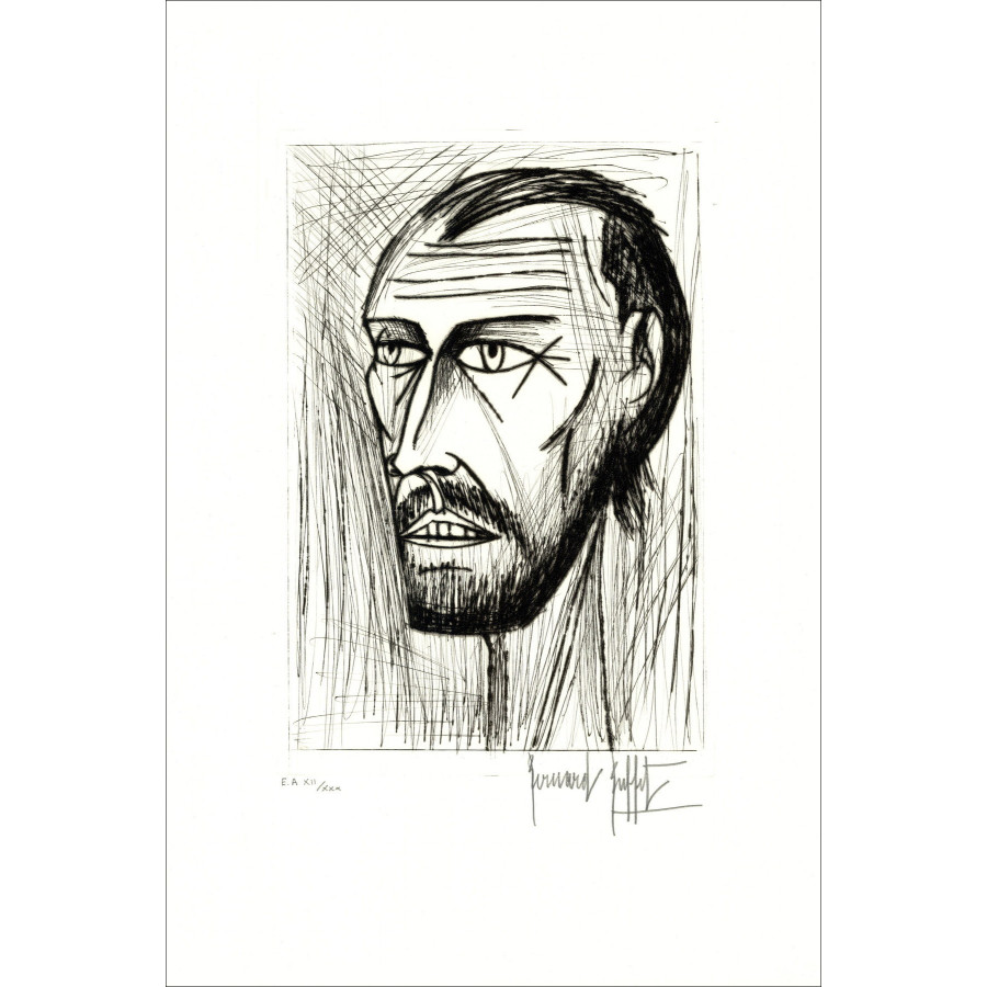 Bernard Buffet Autoportrait 1987, gravure originale signée